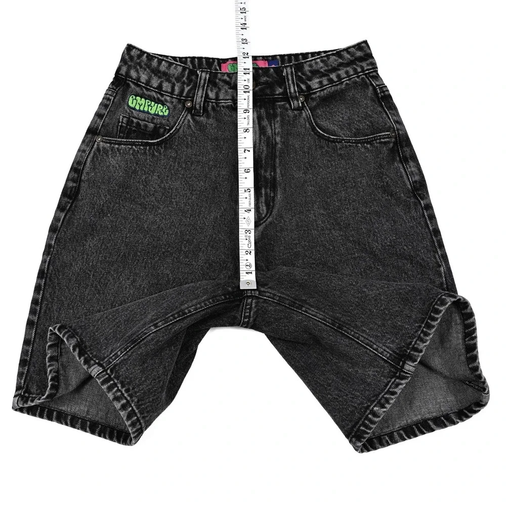 Empyre Denim Shorts Womens 0 Black Tori Skateboard‎ Baggy Skater Embroidered